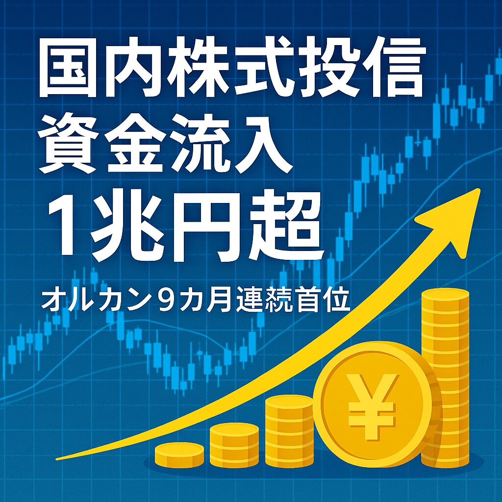 国内株式投信資金流入１兆円超