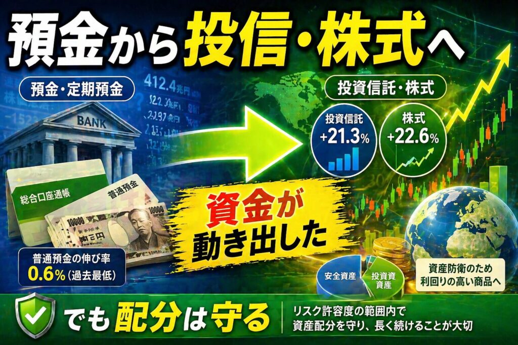 預金から投信、株式へ
