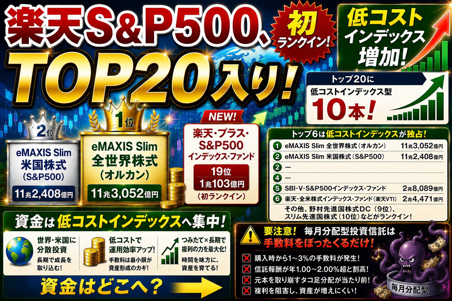 楽天S&P500、TOP20入り