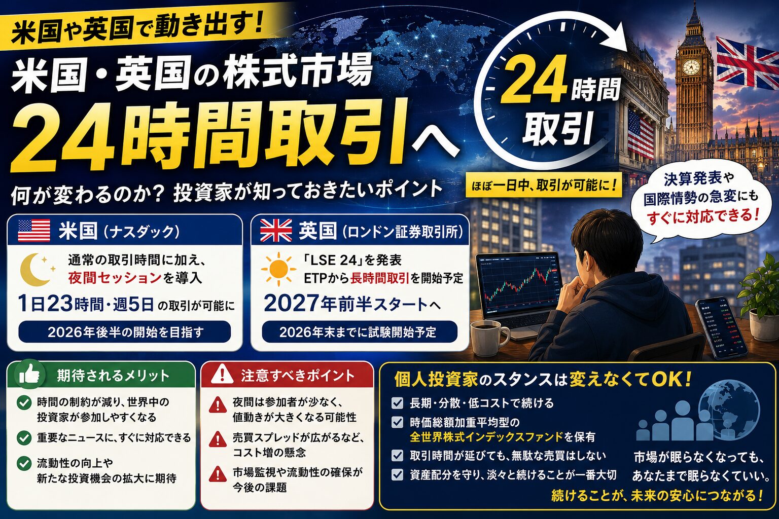 米英株式市場24時間取引へ