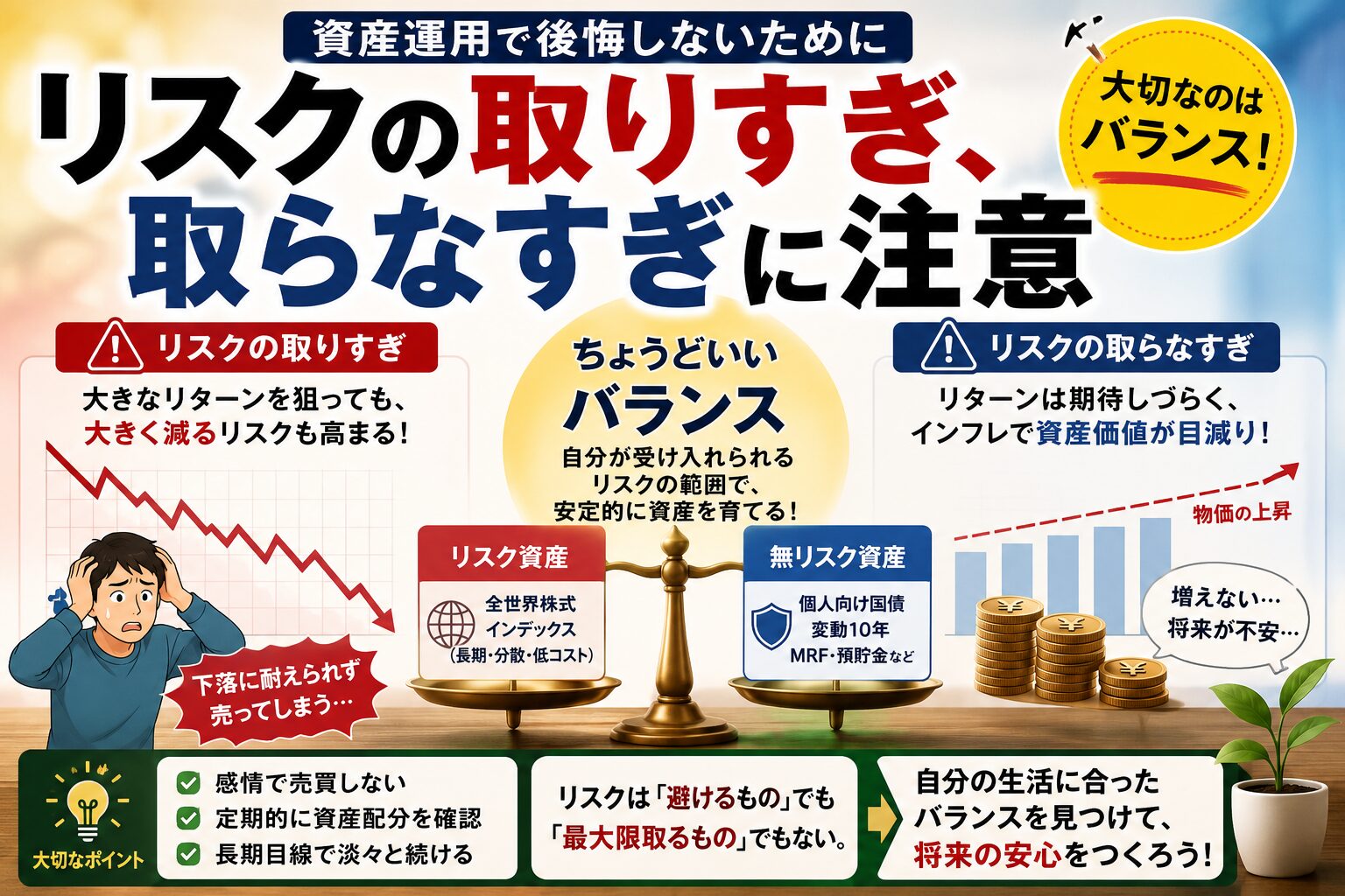 リスクの取りすぎ、取らなすぎに注意